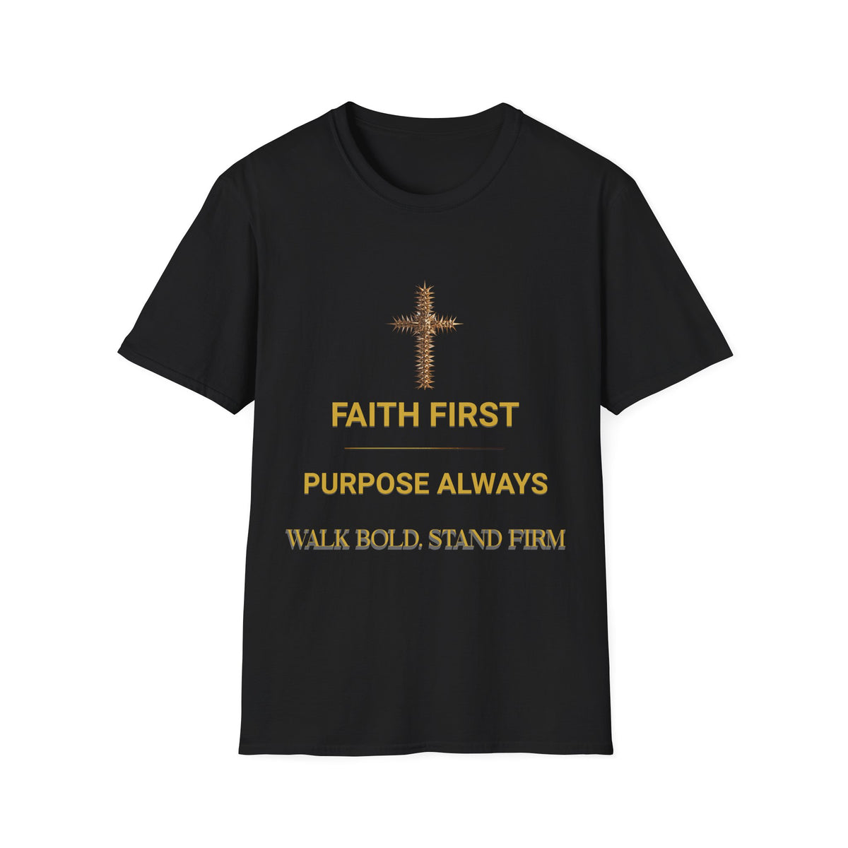 Faith First Christian T-Shirt — Cross Graphic with 'Faith First' Inspirational Message