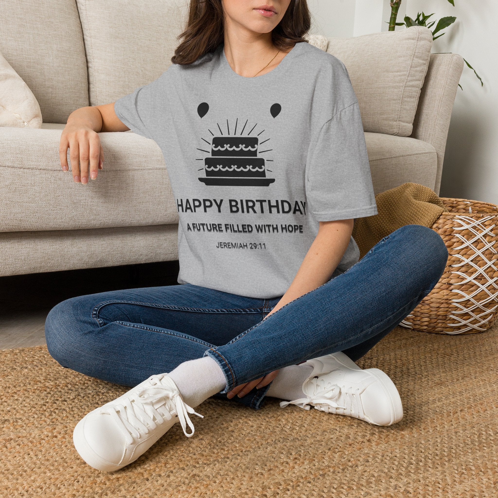 Birthday Cake Tee — "Happy Birthday" Inspirational Scripture Shirt