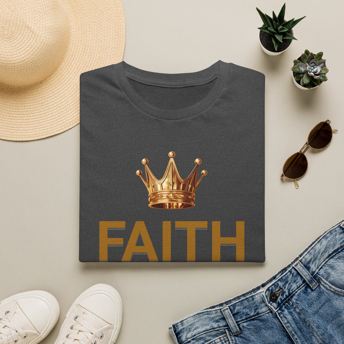 Faith Over Fear T-Shirt — Gold Crown Christian Tee