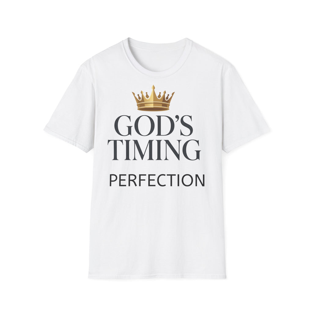 God’s Timing Is Perfection T-Shirt — Inspirational Christian Tee with Gold Crown