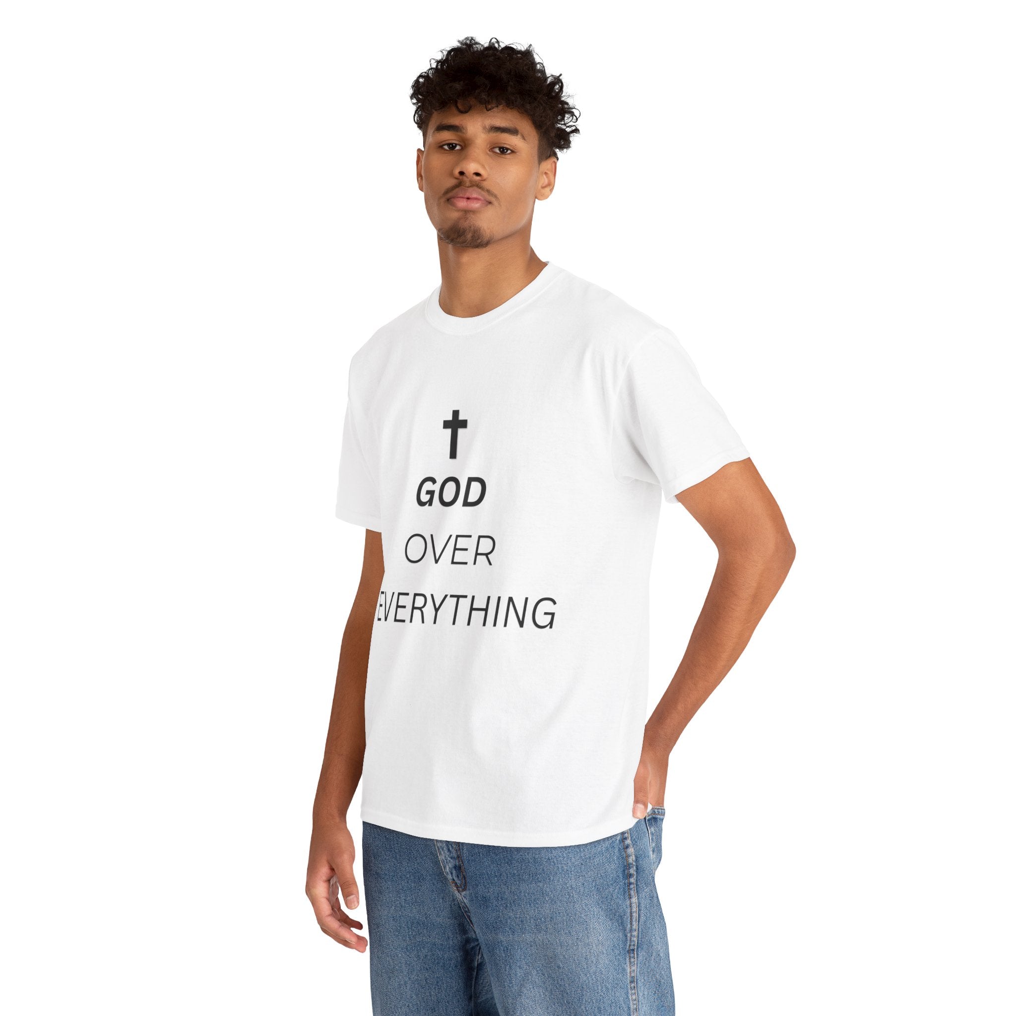 God Over Everything T-Shirt – Christian Faith Shirt with Cross, Minimalist Religious Tee, Unisex Gift