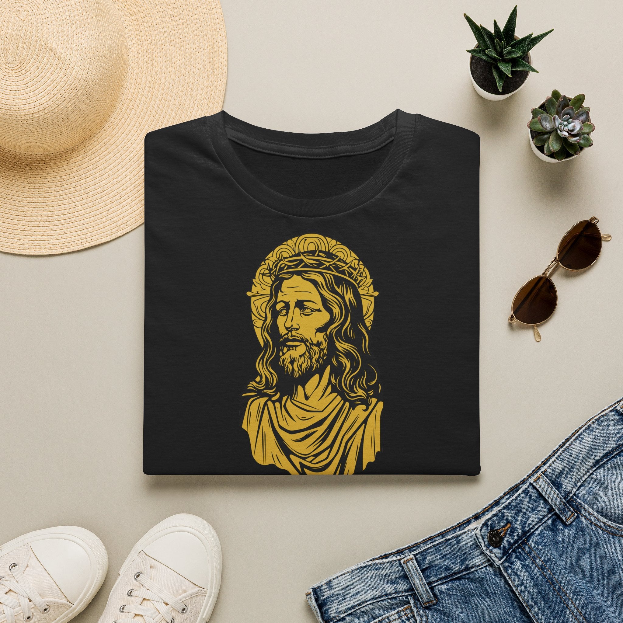 Christian Graphic T-Shirt — 'God's Plan' Vintage Jesus Portrait Tee