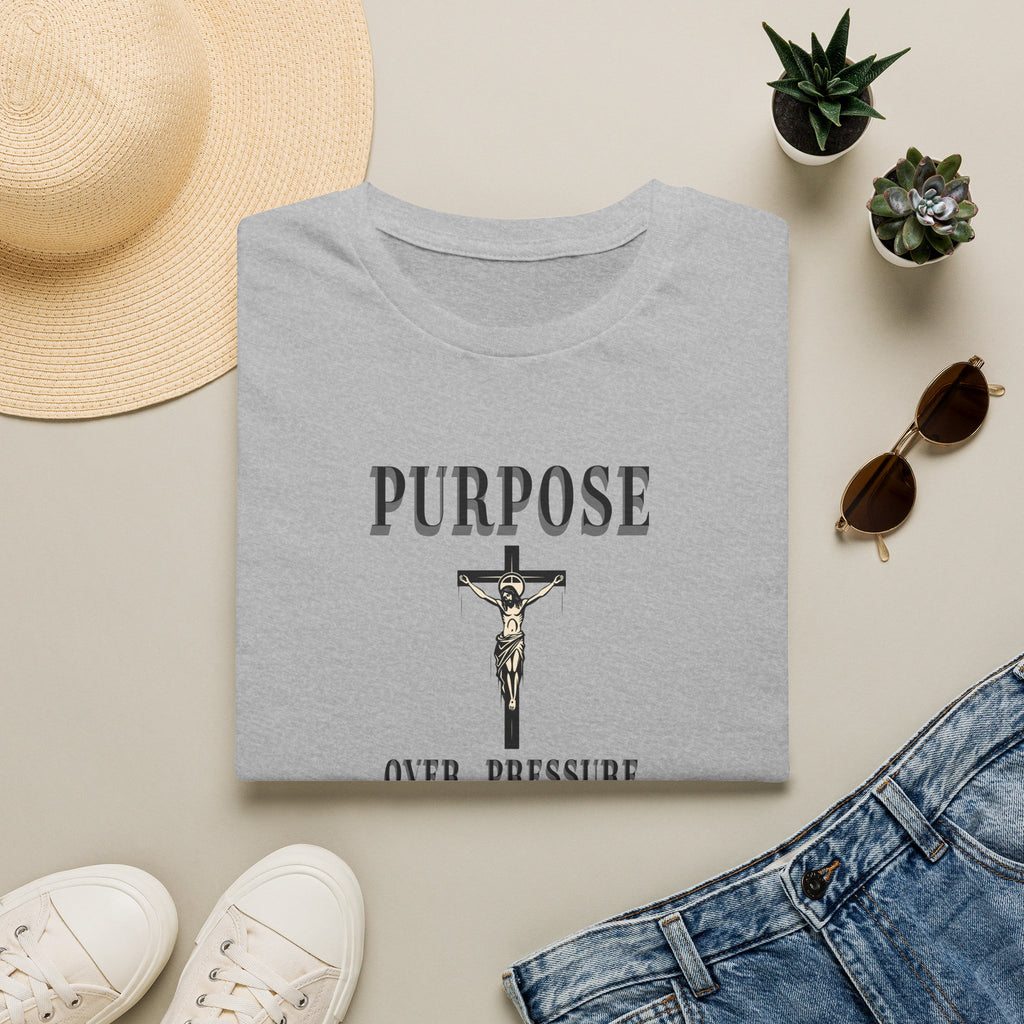 Purpose Over Pressure T‑Shirt — Christian Crucifix Faith Tee