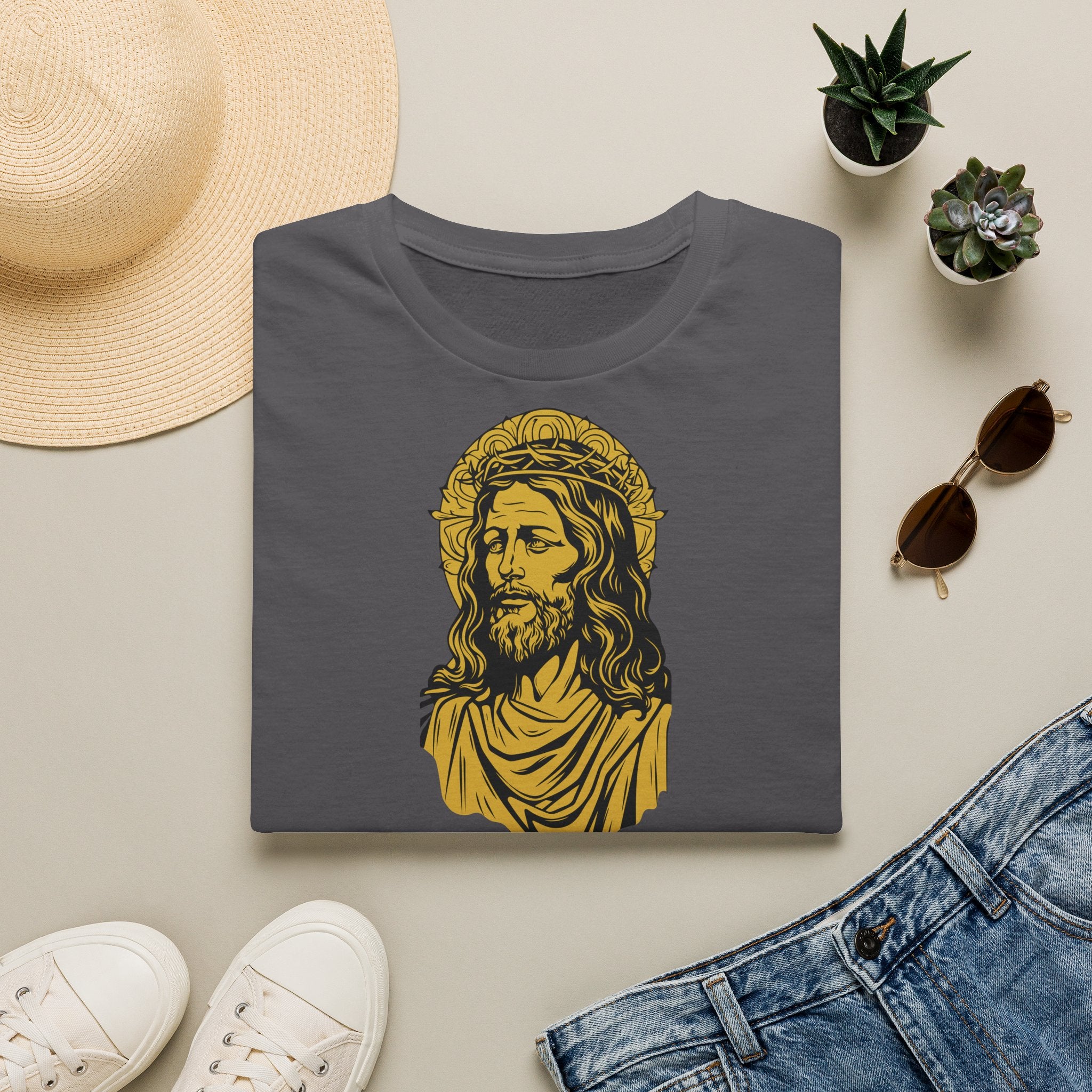 Christian Graphic T-Shirt — 'God's Plan' Vintage Jesus Portrait Tee