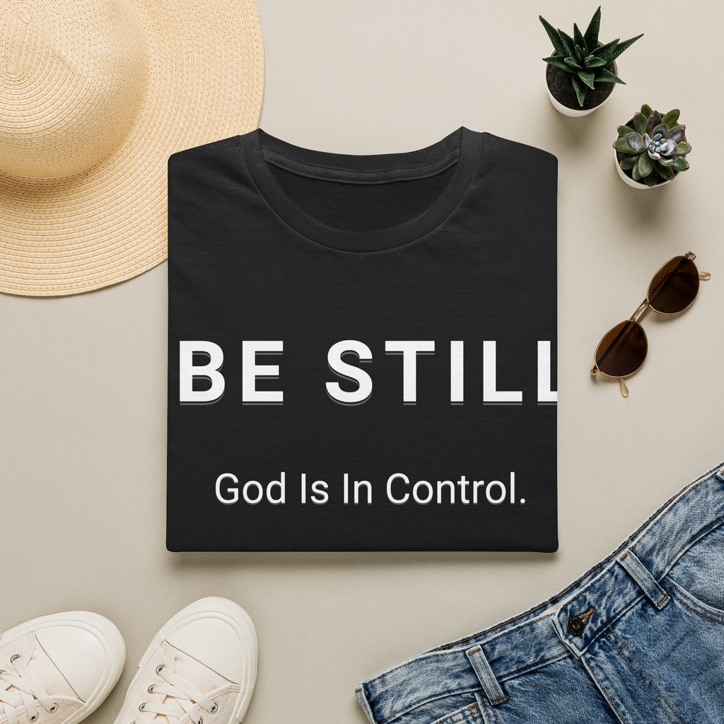 T-Shirt — "Be Still" Embossed Minimalist Relaxation Tee