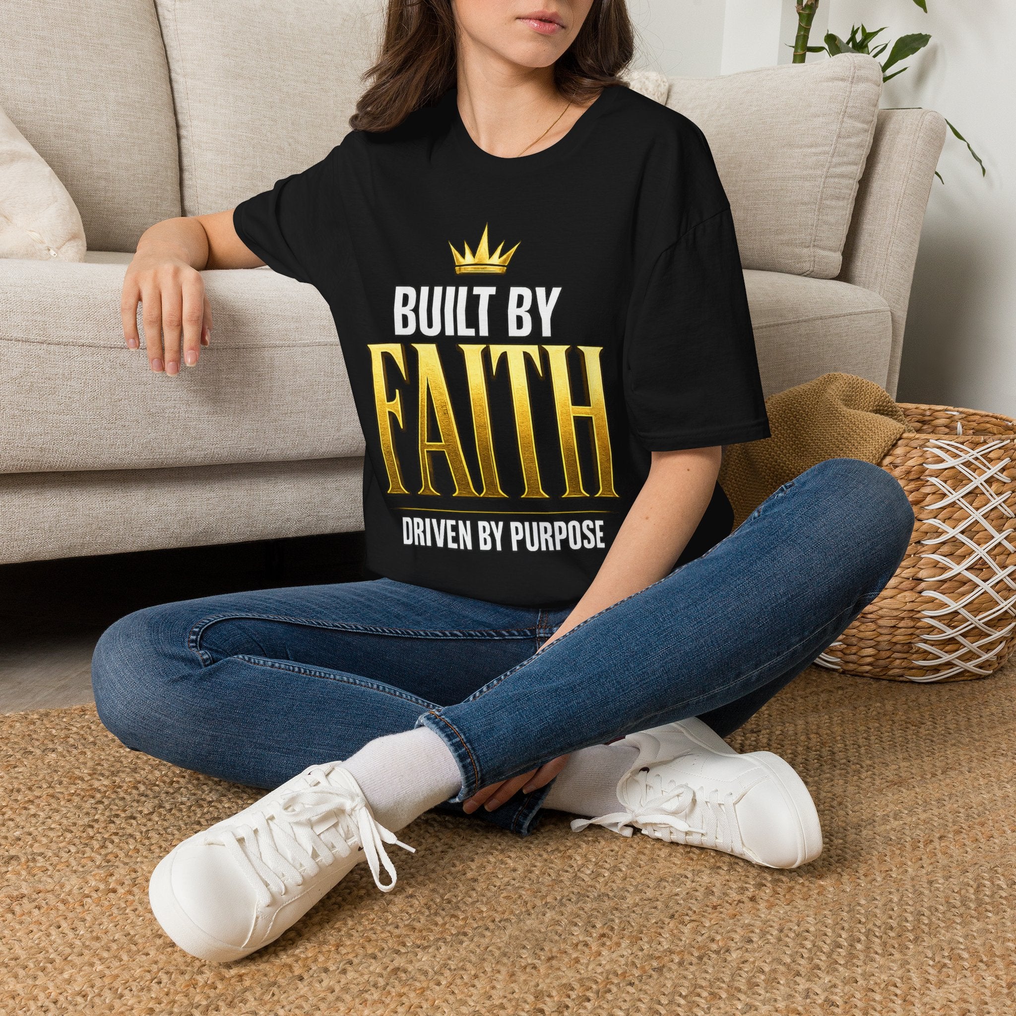 Built By Faith T-Shirt — Christian Inspiration Tee with Crown Graphic