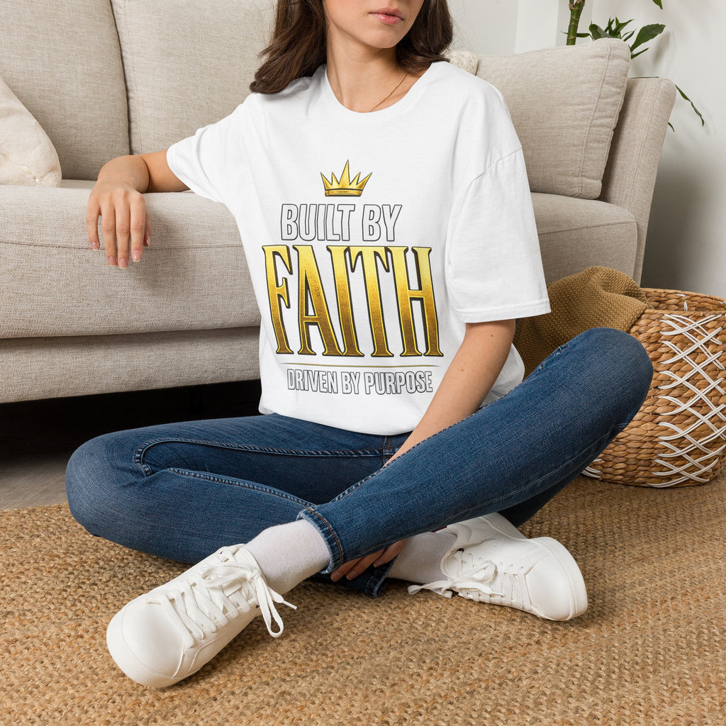 Built By Faith T-Shirt — Christian Inspiration Tee with Crown Graphic