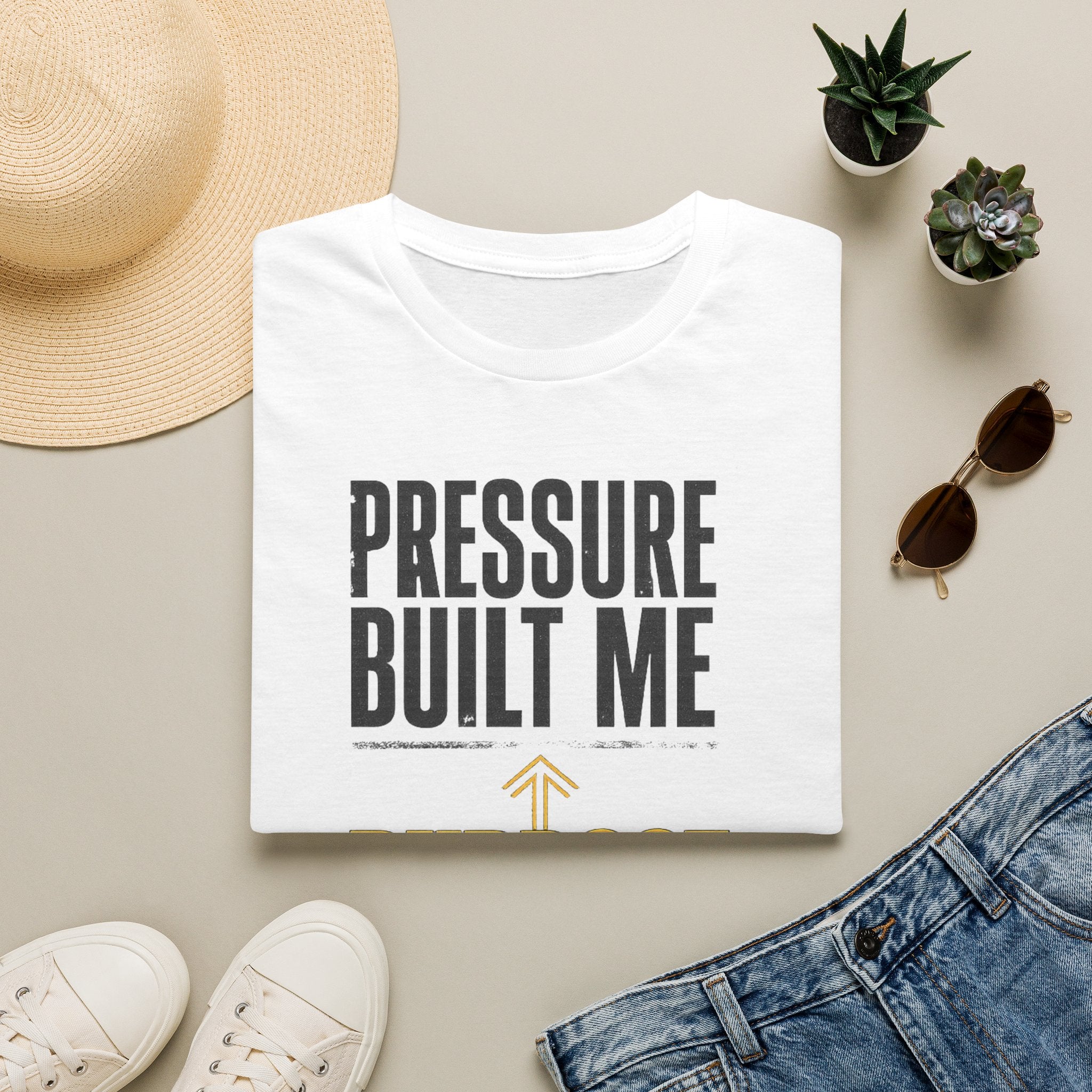 T-Shirt — "Pressure Built Me, Purpose Guides Me" Inspirational Motivational Tee