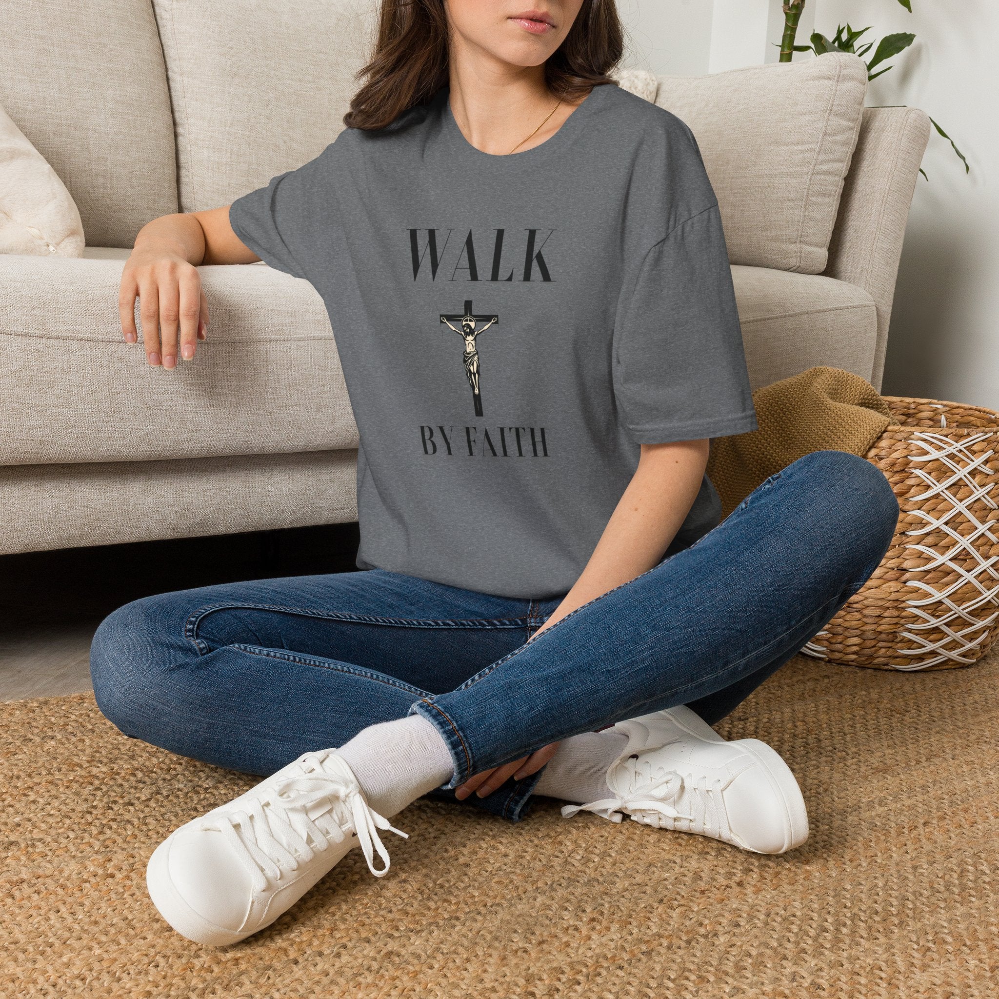 Walk by Faith T-Shirt — Christian Faith Crucifix Tee