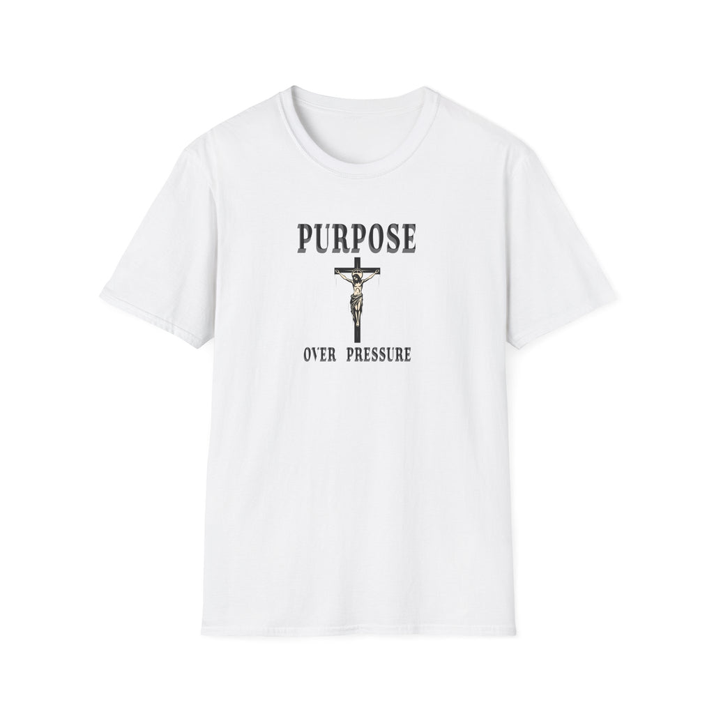 Purpose Over Pressure T‑Shirt — Christian Crucifix Faith Tee