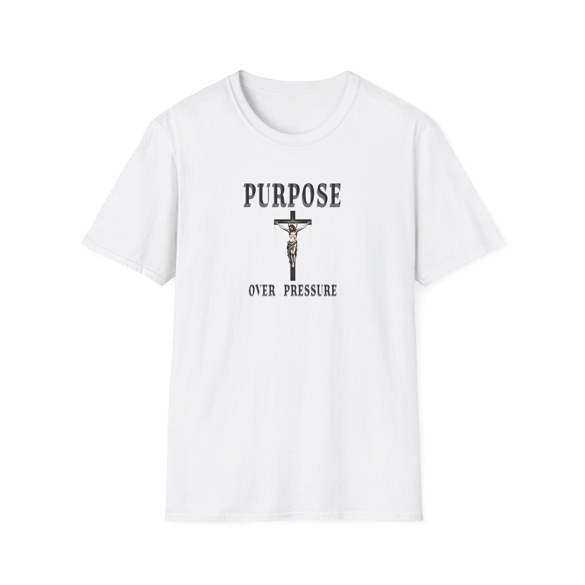Purpose Over Pressure T‑Shirt — Christian Crucifix Faith Tee