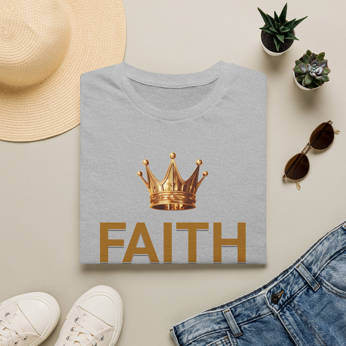 Faith Over Fear T-Shirt — Gold Crown Christian Tee