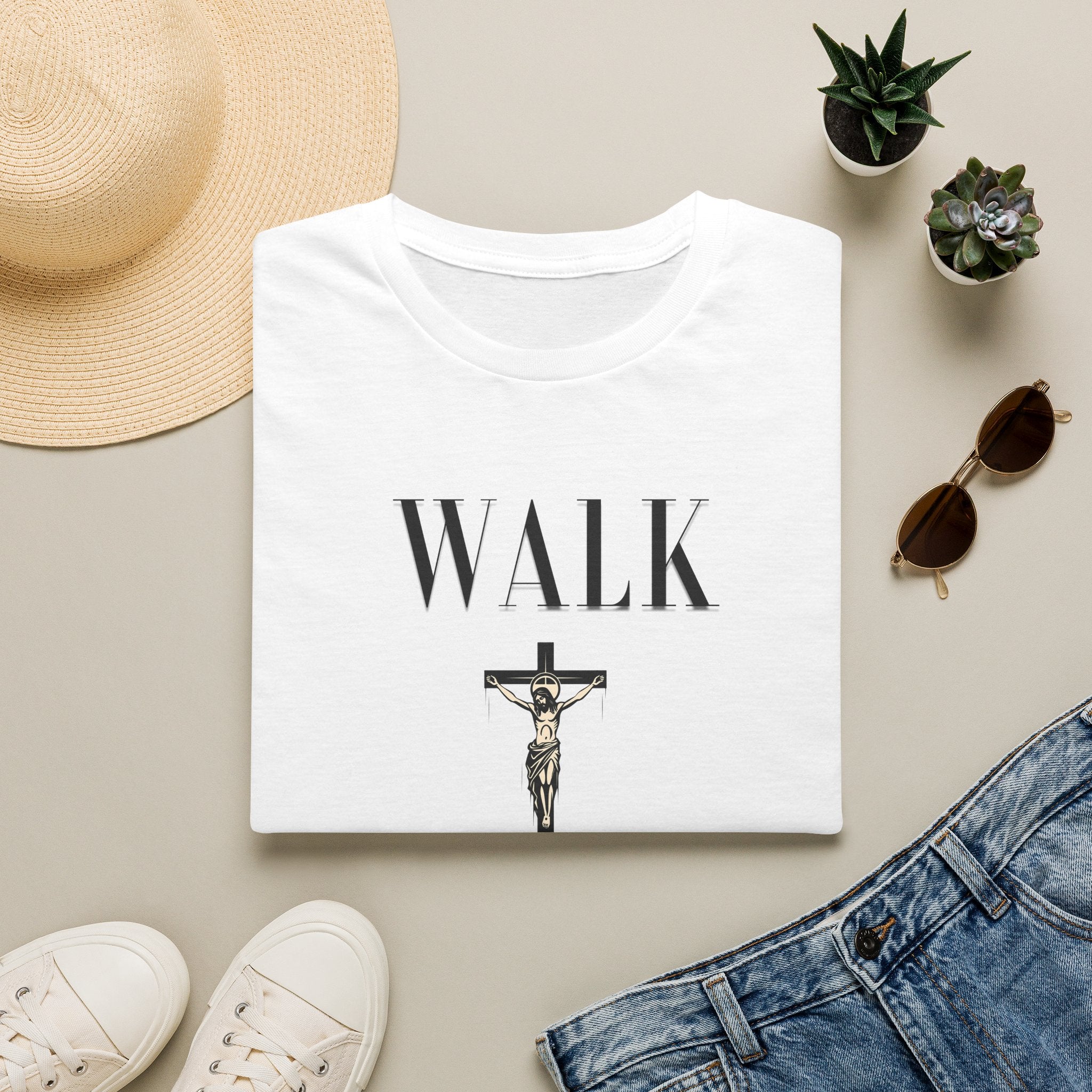 Walk by Faith T-Shirt — Christian Faith Crucifix Tee