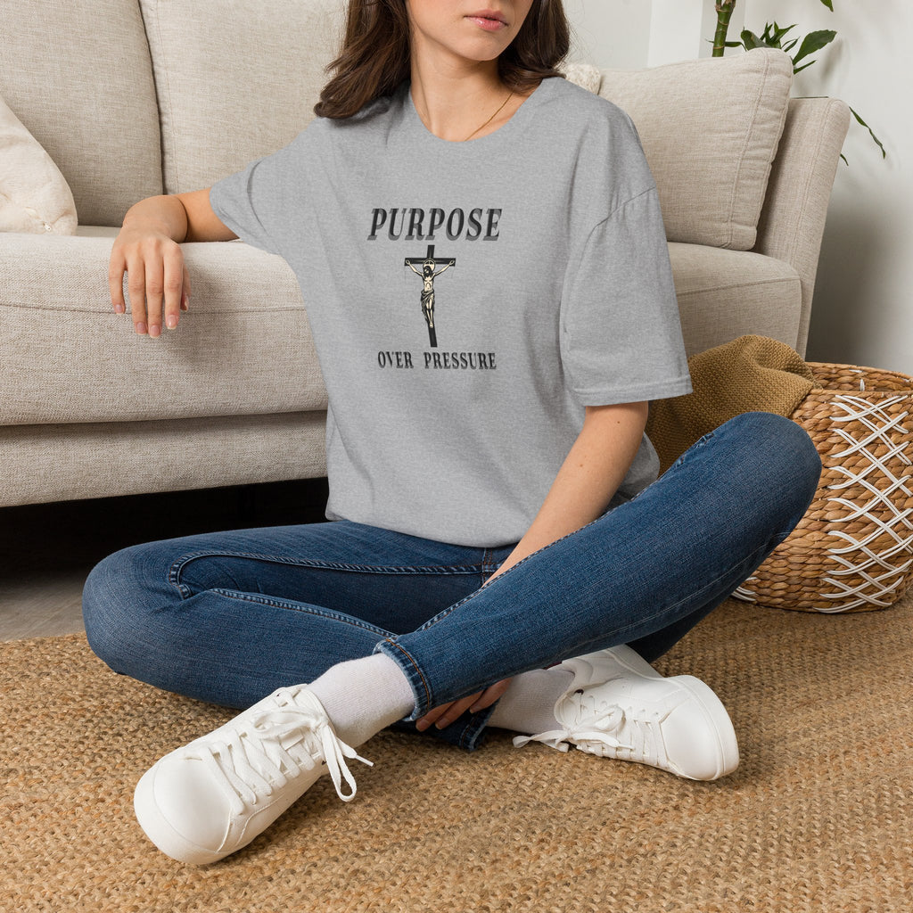 Purpose Over Pressure T‑Shirt — Christian Crucifix Faith Tee