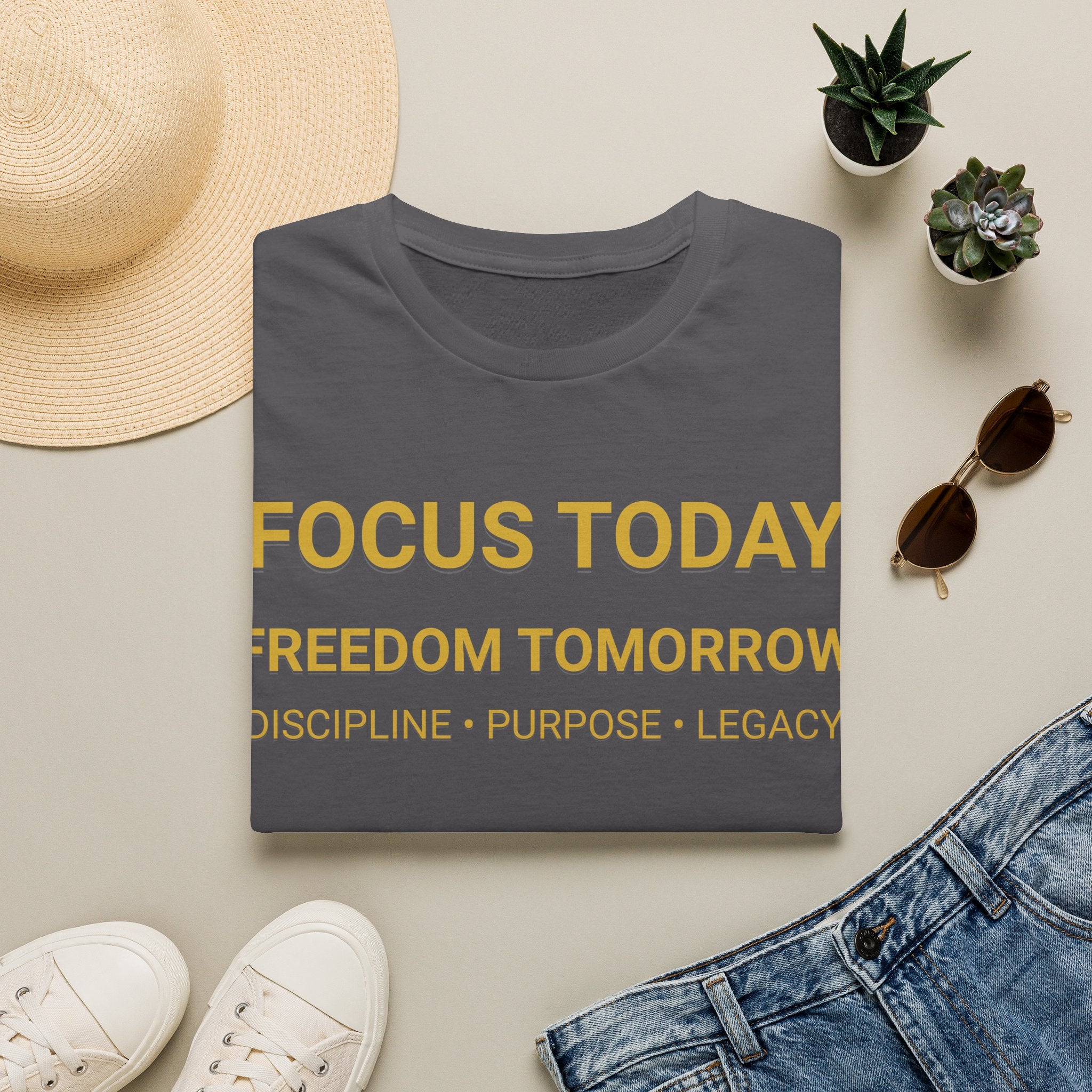 Motivational T-Shirt — "Focus Today, Freedom Tomorrow" Inspirational Tee