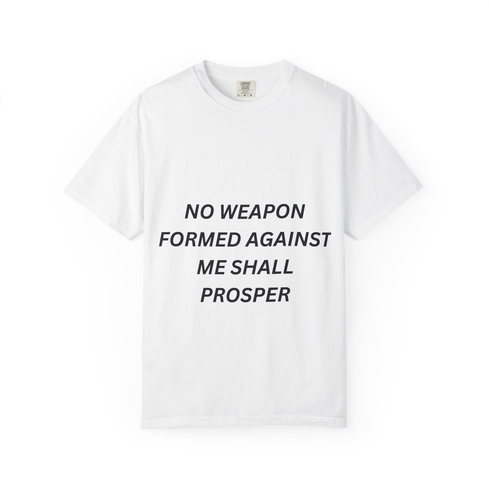 Christian Scripture T-Shirt — "No Weapon Formed Against Me Shall Prosper" with Jesus Portrait
