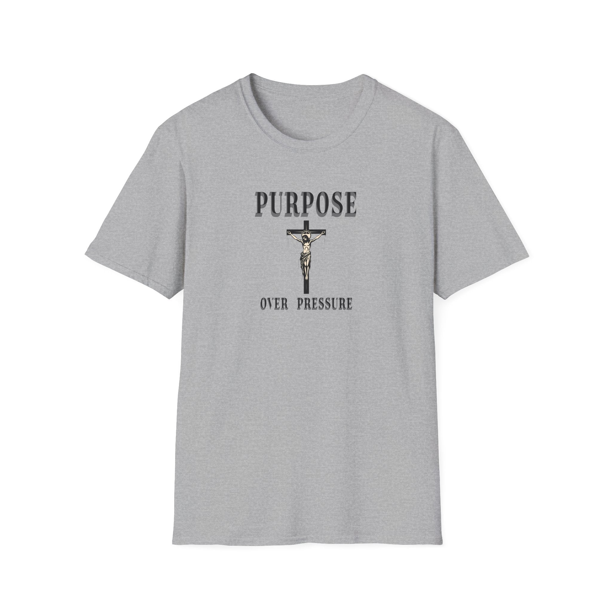 Purpose Over Pressure T‑Shirt — Christian Crucifix Faith Tee