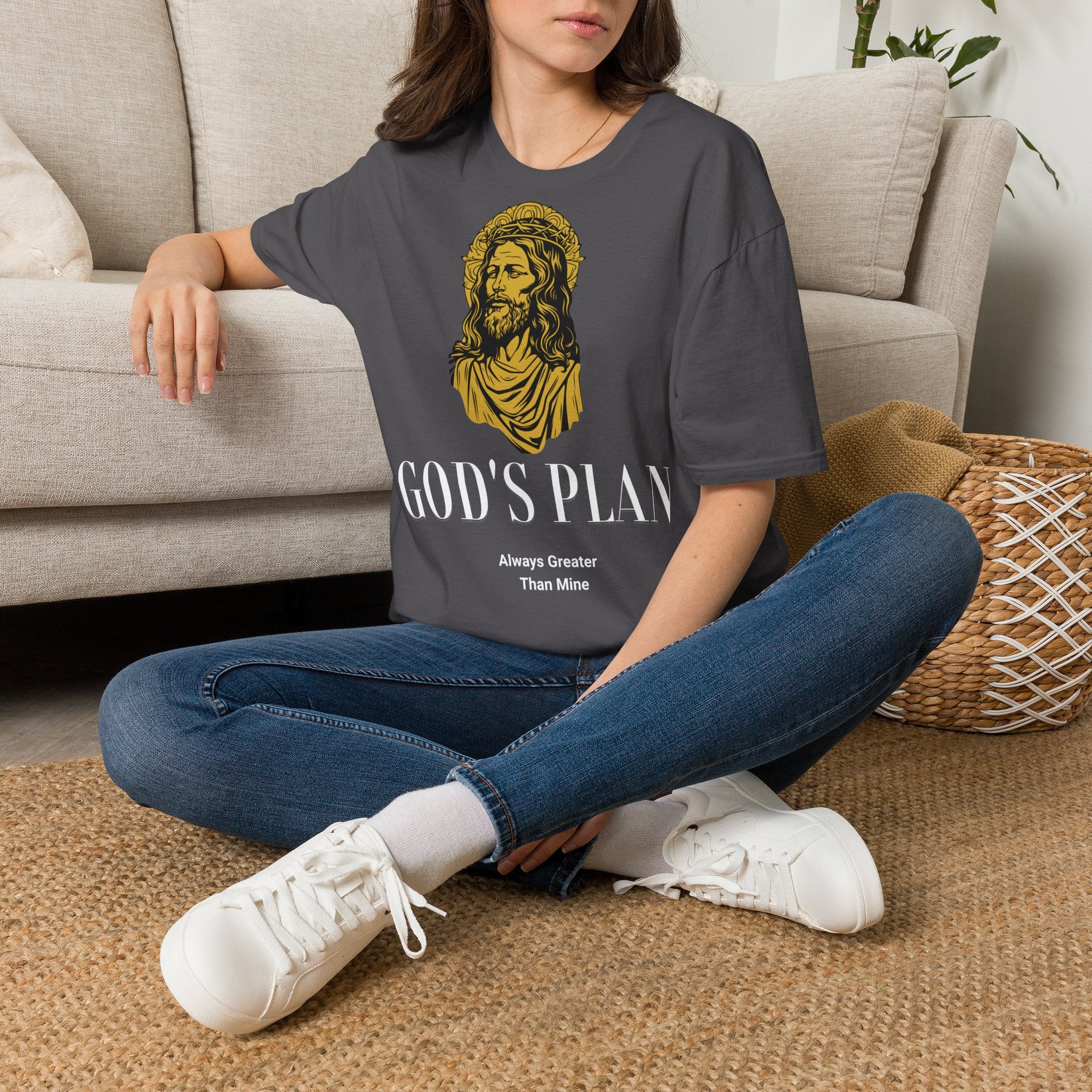 Christian Graphic T-Shirt — 'God's Plan' Vintage Jesus Portrait Tee