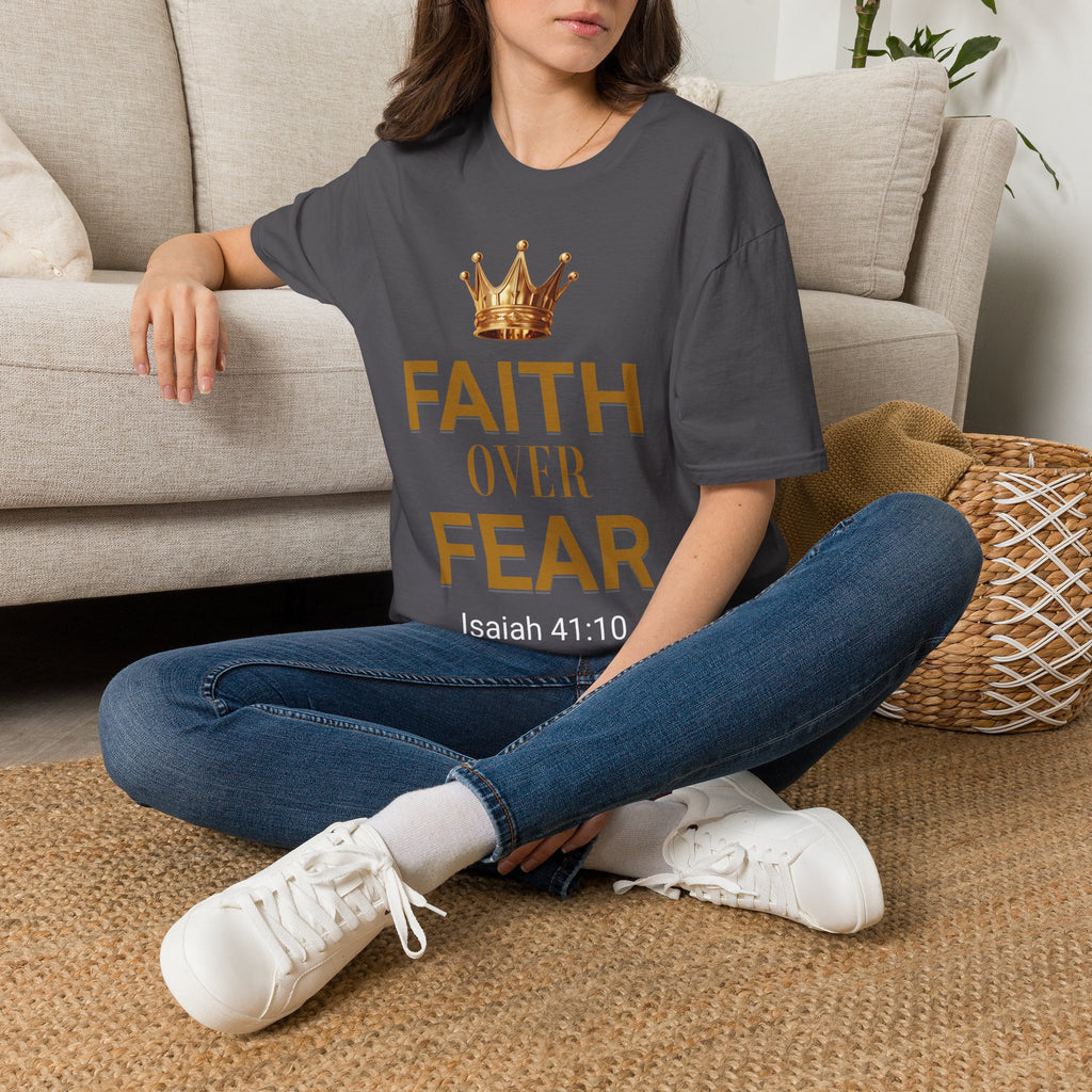Faith Over Fear T-Shirt — Gold Crown Christian Tee