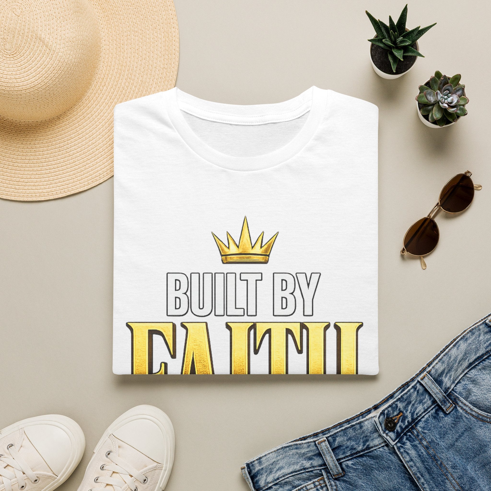 Built By Faith T-Shirt — Christian Inspiration Tee with Crown Graphic