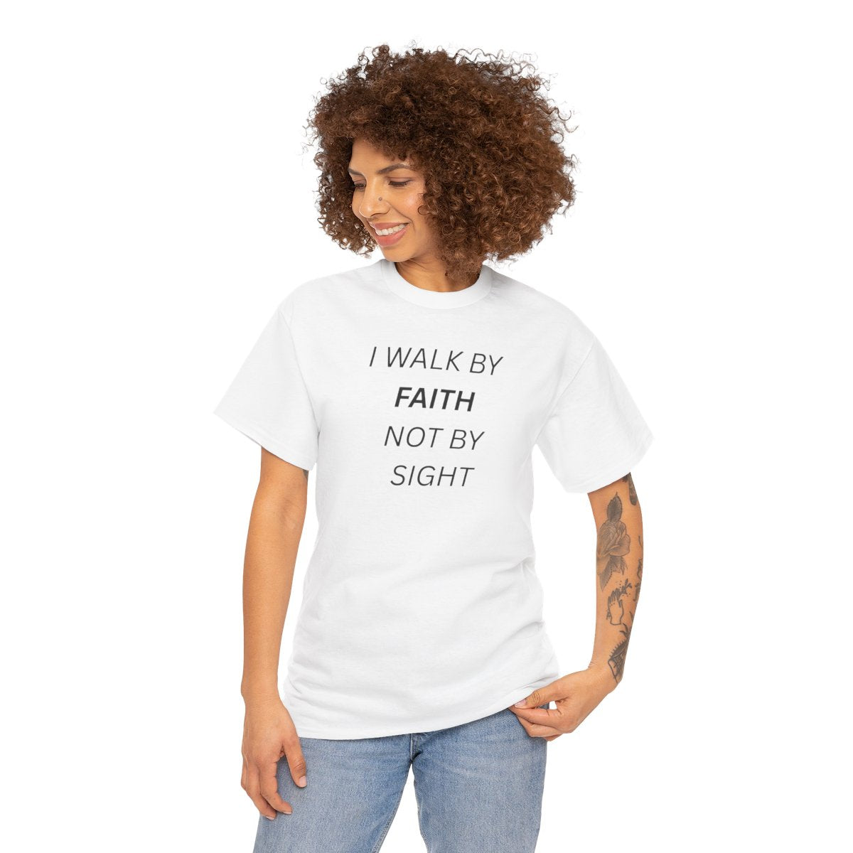 Faith Quote T‑Shirt — "I Walk by Faith Not by Sight" Christian Tee