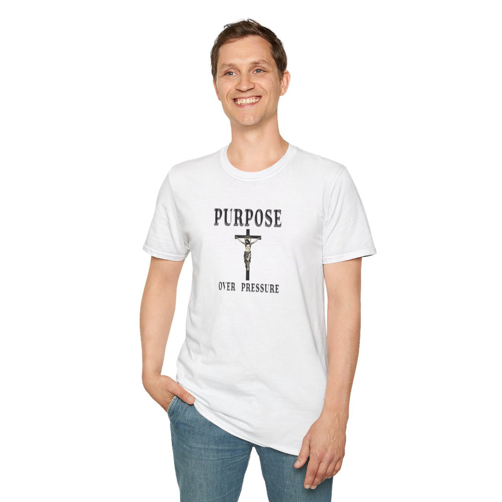 Purpose Over Pressure T‑Shirt — Christian Crucifix Faith Tee